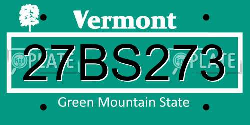 27BS273 Vermont License Plate