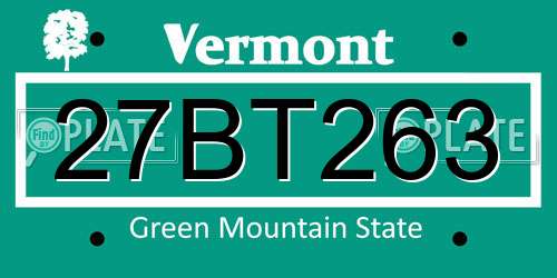 27BT263 Vermont License Plate