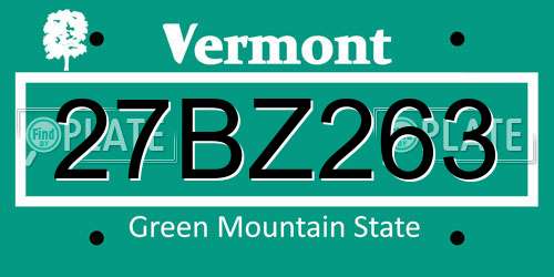 27BZ263 Vermont License Plate