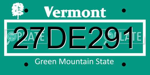 27DE291 Vermont License Plate