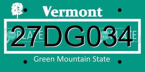 27DG034 Vermont License Plate