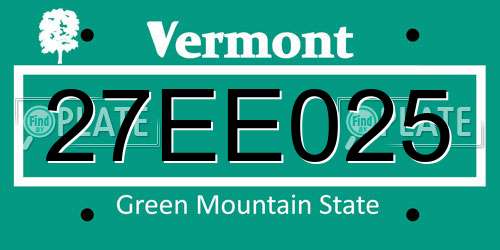 27EE025 Vermont License Plate