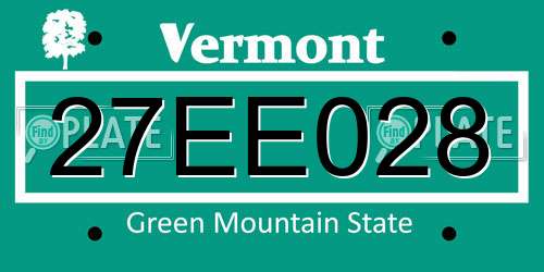 27EE028 Vermont License Plate