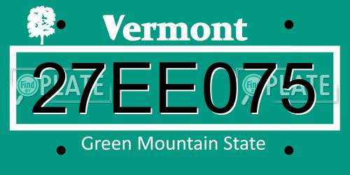 27EE075 Vermont License Plate