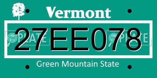 27EE078 Vermont License Plate
