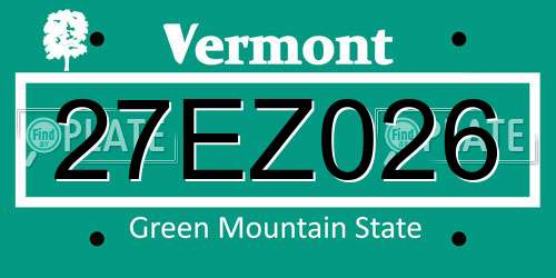 27EZ026 Vermont License Plate