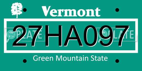 27HA097 Vermont License Plate