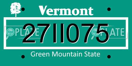 27II075 Vermont License Plate