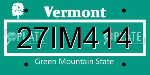27IM414 Vermont License Plate