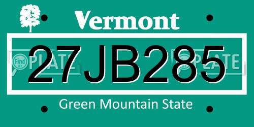 27JB285 Vermont License Plate