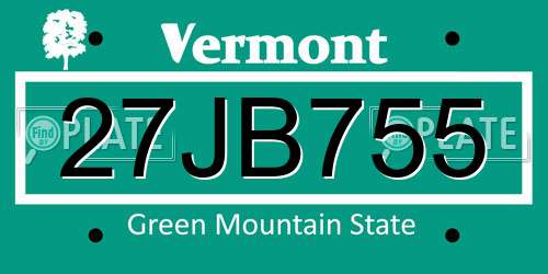 27JB755 Vermont License Plate