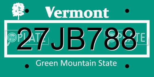 27JB788 Vermont License Plate