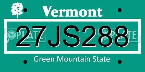 27JS288 Vermont License Plate