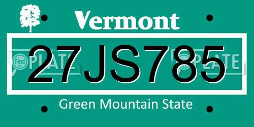 27JS785 Vermont License Plate