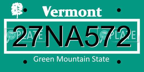 27NA572 Vermont License Plate