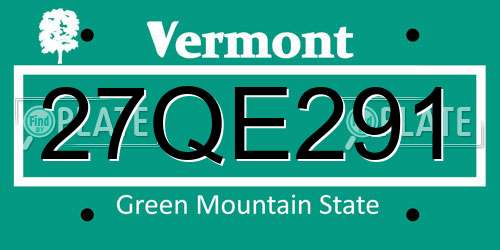 27QE291 Vermont License Plate