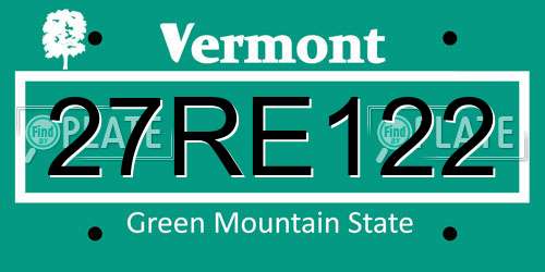 27RE122 Vermont License Plate