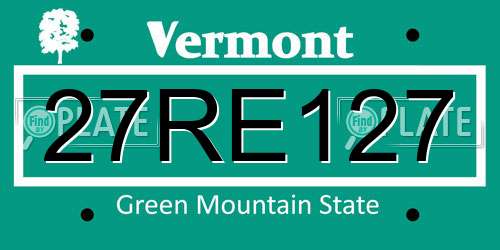 27RE127 Vermont License Plate