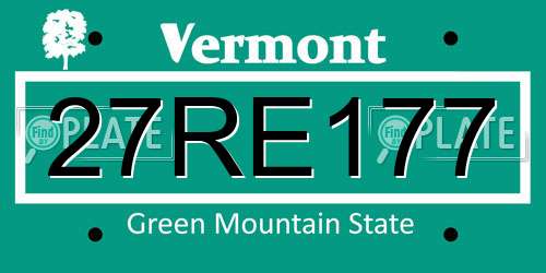 27RE177 Vermont License Plate