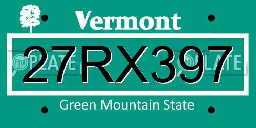 27RX397 Vermont License Plate