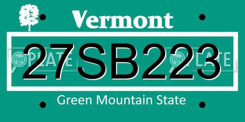 27SB223 Vermont License Plate