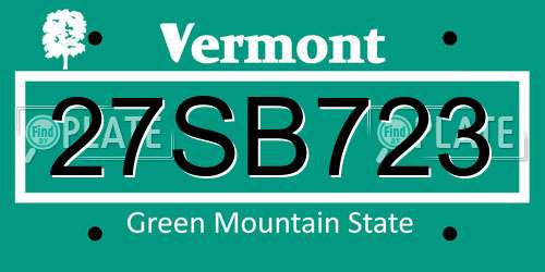 27SB723 Vermont License Plate