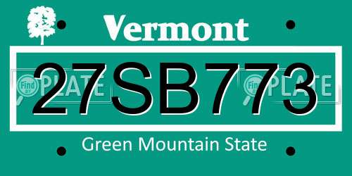 27SB773 Vermont License Plate