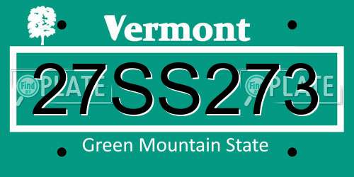 27SS273 Vermont License Plate