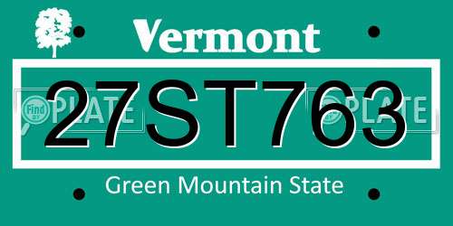 27ST763 Vermont License Plate