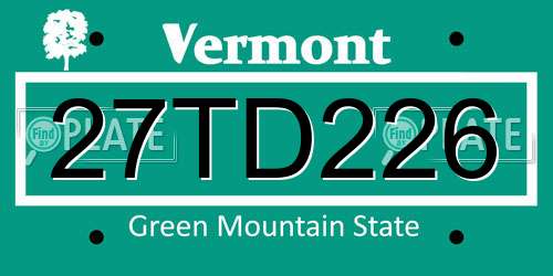 27TD226 Vermont License Plate