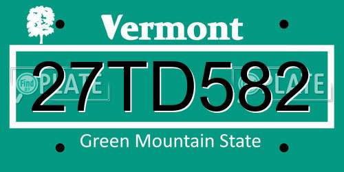 27TD582 Vermont License Plate