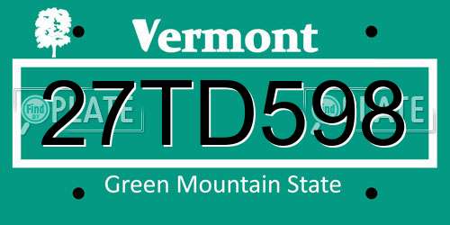 27TD598 Vermont License Plate
