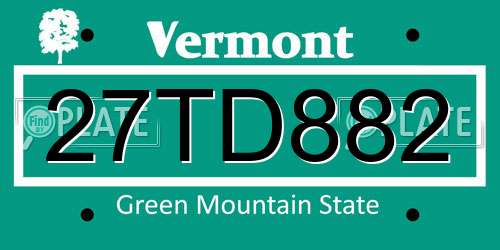 27TD882 Vermont License Plate