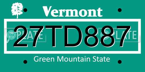27TD887 Vermont License Plate