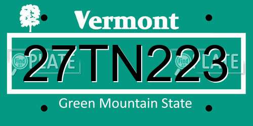 27TN223 Vermont License Plate