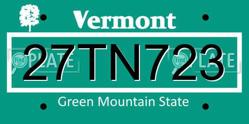 27TN723 Vermont License Plate