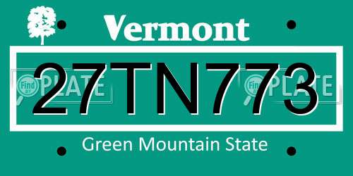 27TN773 Vermont License Plate