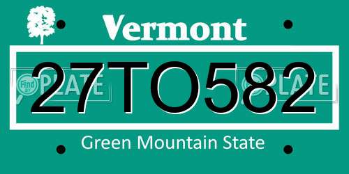 27TO582 Vermont License Plate