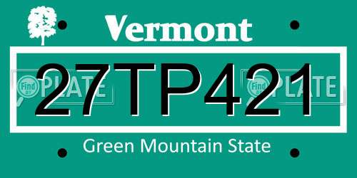 27TP421 Vermont License Plate