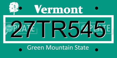 27TR545 Vermont License Plate