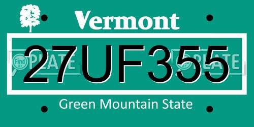 27UF355 Vermont License Plate