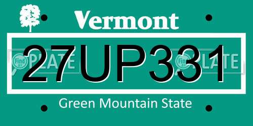 27UP331 Vermont License Plate