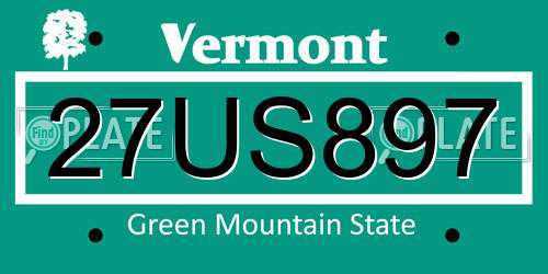 27US897 Vermont License Plate