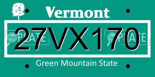 27VX170 Vermont License Plate