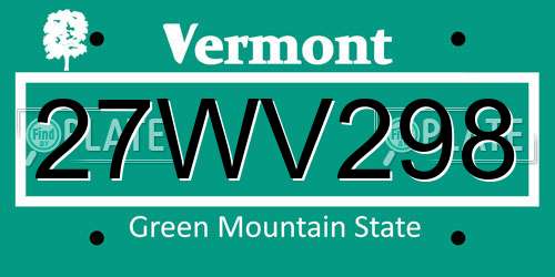 27WV298 Vermont License Plate