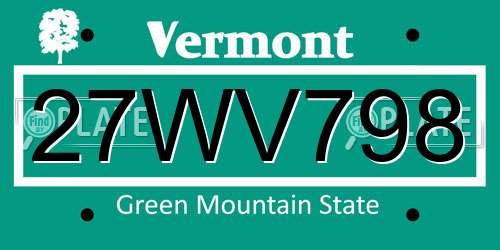 27WV798 Vermont License Plate