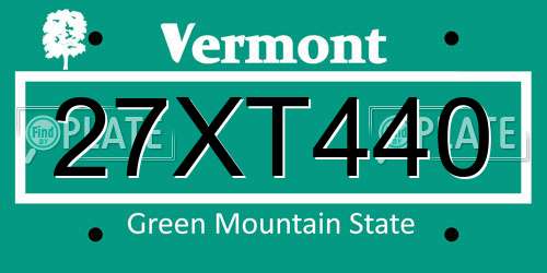 27XT440 Vermont License Plate