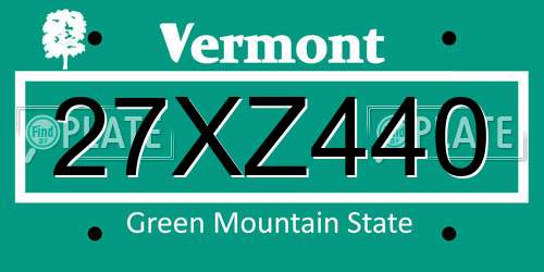 27XZ440 Vermont License Plate