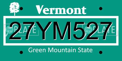 27YM527 Vermont License Plate