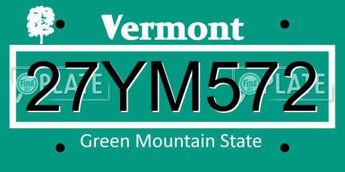 27YM572 Vermont License Plate